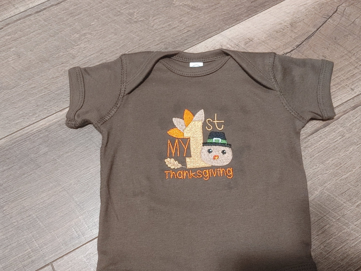 My First Thanksgiving Baby Bodysuit, Baby's First Thanksgiving Outfit, Thanksgiving Shirt for Infant, Embroidered Bodysuit, Newborn Outfit