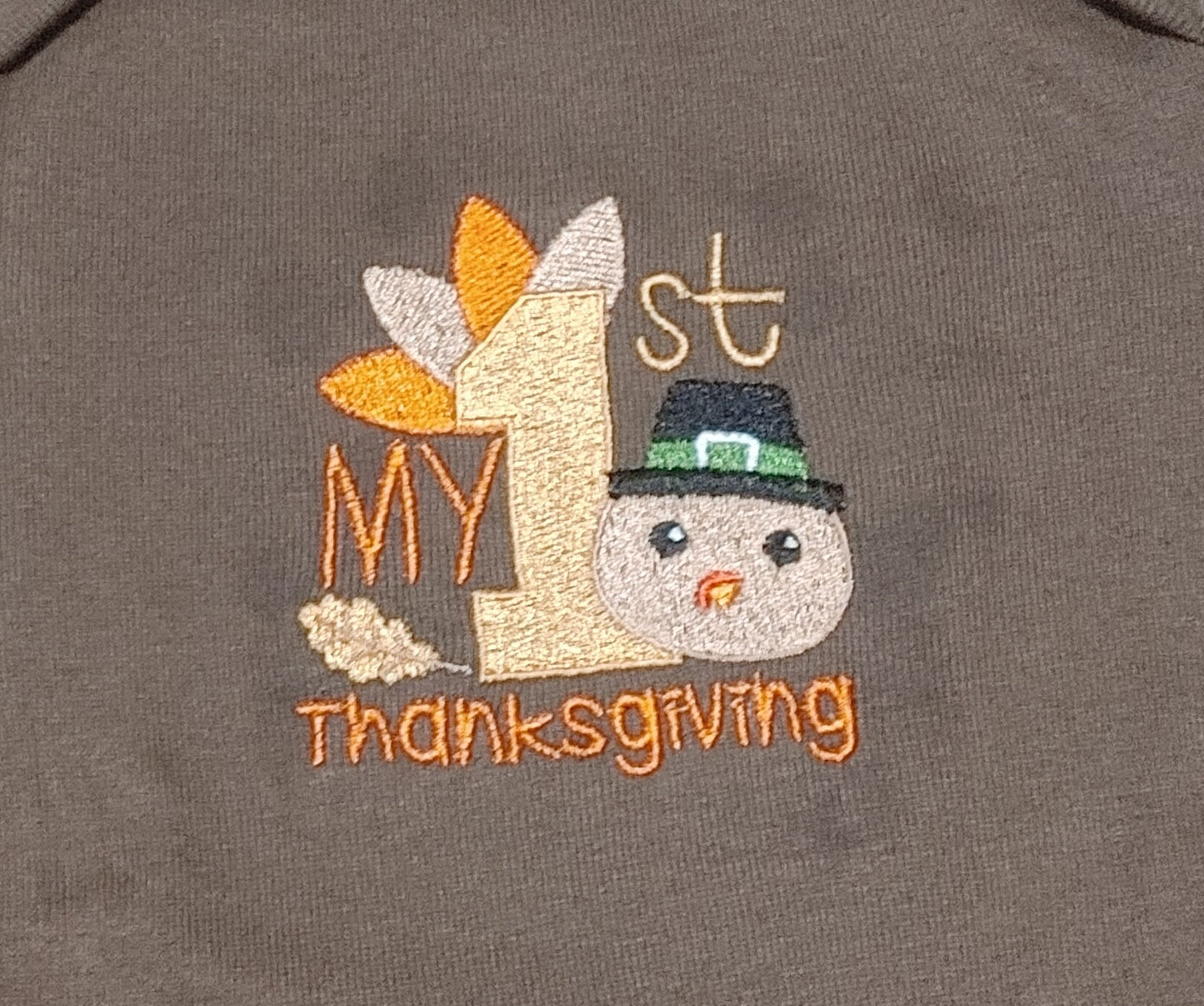 My First Thanksgiving Baby Bodysuit, Baby's First Thanksgiving Outfit, Thanksgiving Shirt for Infant, Embroidered Bodysuit, Newborn Outfit