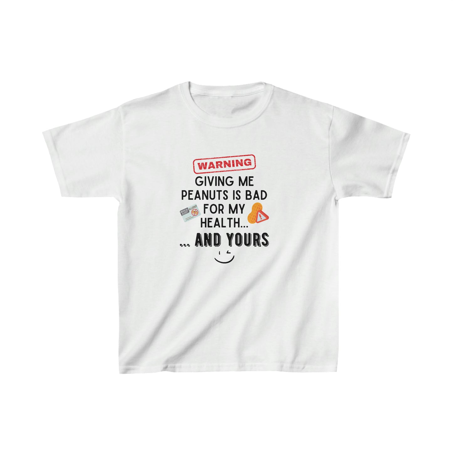 Peanut Allergy Shirt, Allergy Awareness Kids Heavy Cotton Tee | Funny Shirt for Peanut Allergy