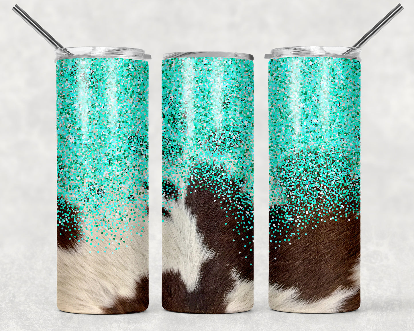 Glitter and Cow Tumbler, 20oz Tumblr, Hot or Cold Beverage Holder