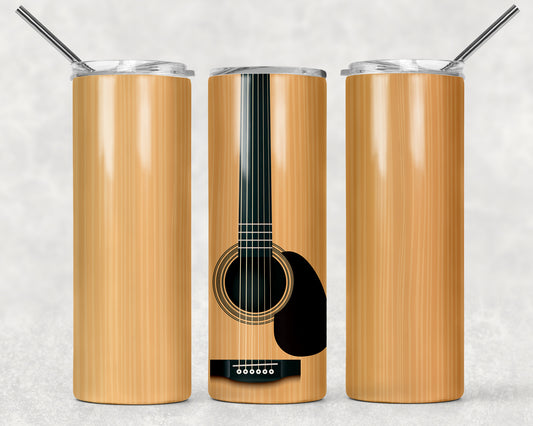 Acoustic Guitar Tumbler, 20oz Tumblr, Hot or Cold Beverage Holder