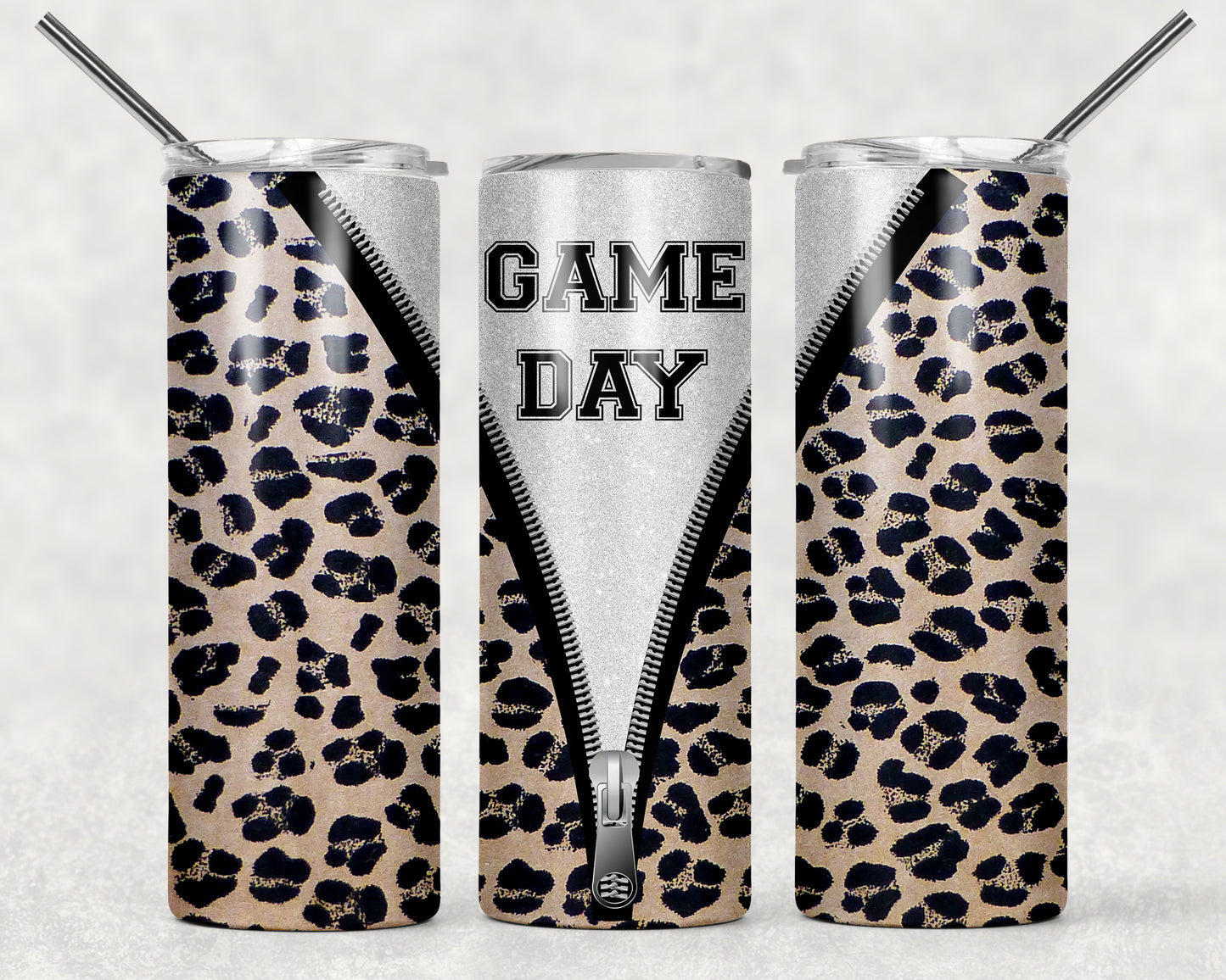 Game Day Leopard Tumbler, 20oz Tumblr, Hot or Cold Beverage Holder