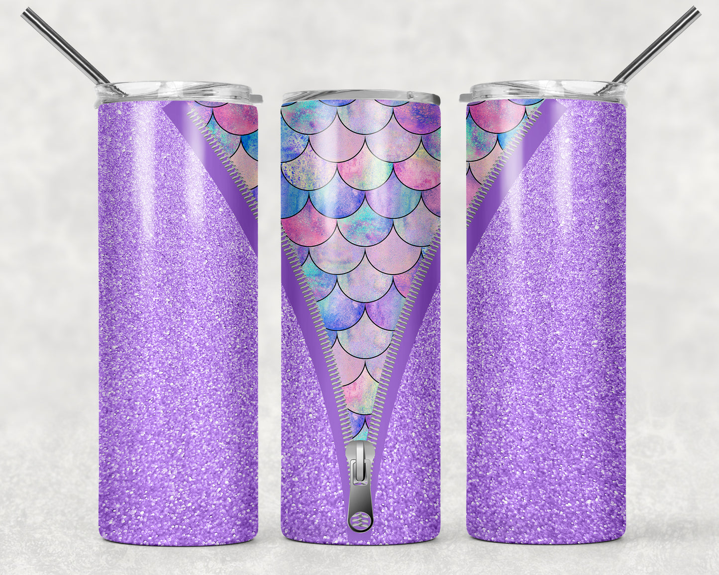 Mermaid Zipper Tumbler, 20oz Tumblr, Hot or Cold Beverage Holder