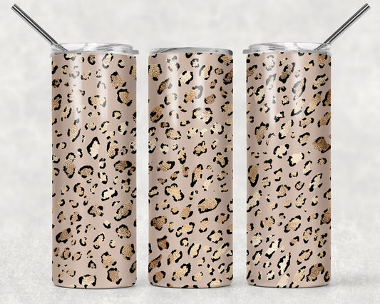 Beige Leopard Gold Spots Tumbler, 20oz Tumblr