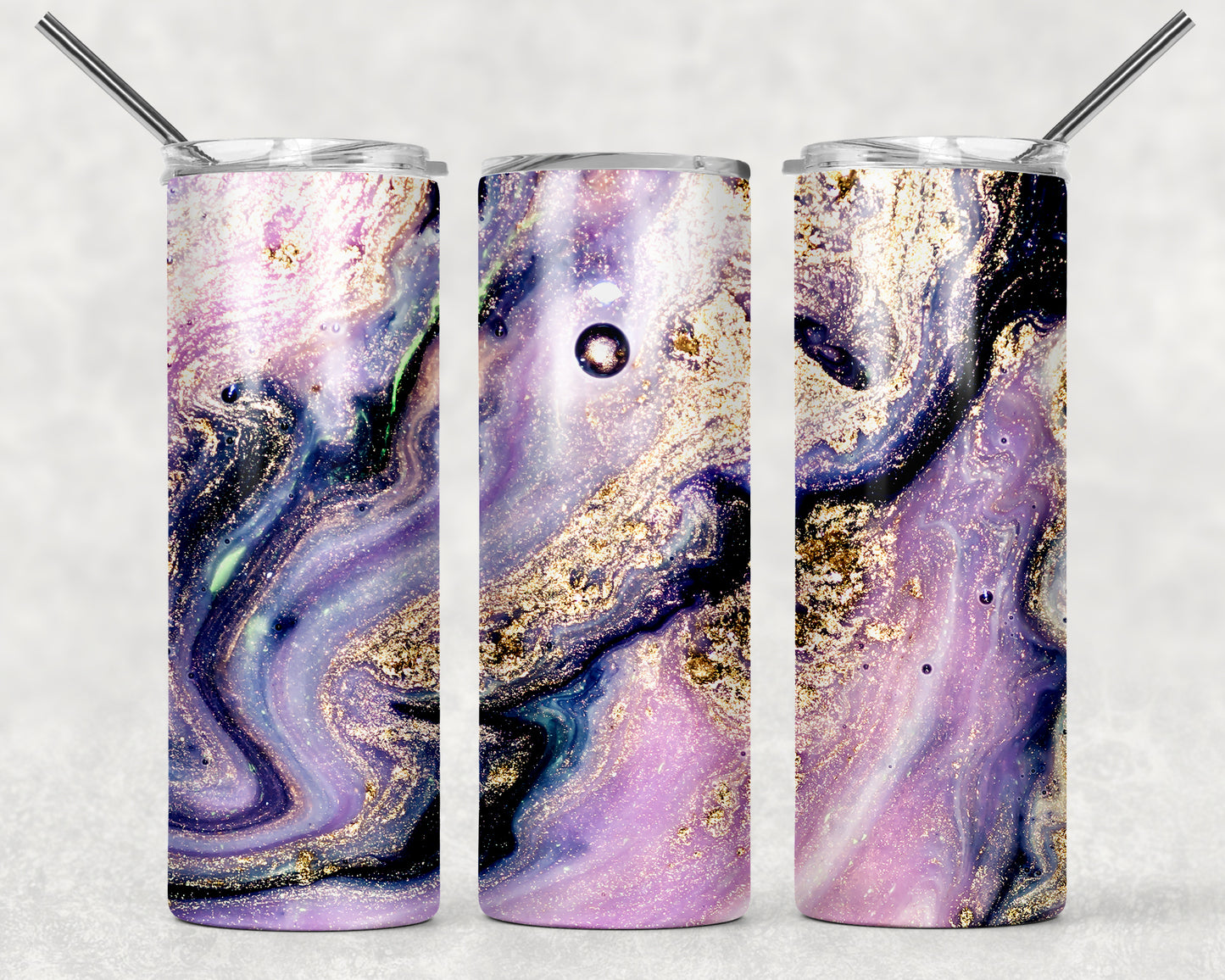 Purple Marble w Gold Tumbler, 20oz Tumblr, Hot or Cold Beverage Holder