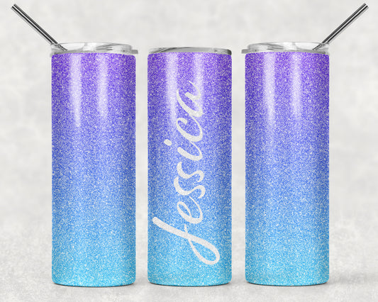 CUSTOM Purple & Blue Fade Tumbler, 20oz Tumblr, Hot or Cold Beverage Cup