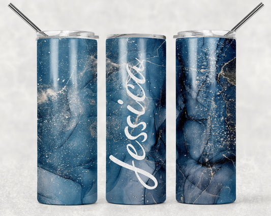 CUSTOM Navy Blue Tumbler, 20oz Tumblr, Hot or Cold Beverage Holder