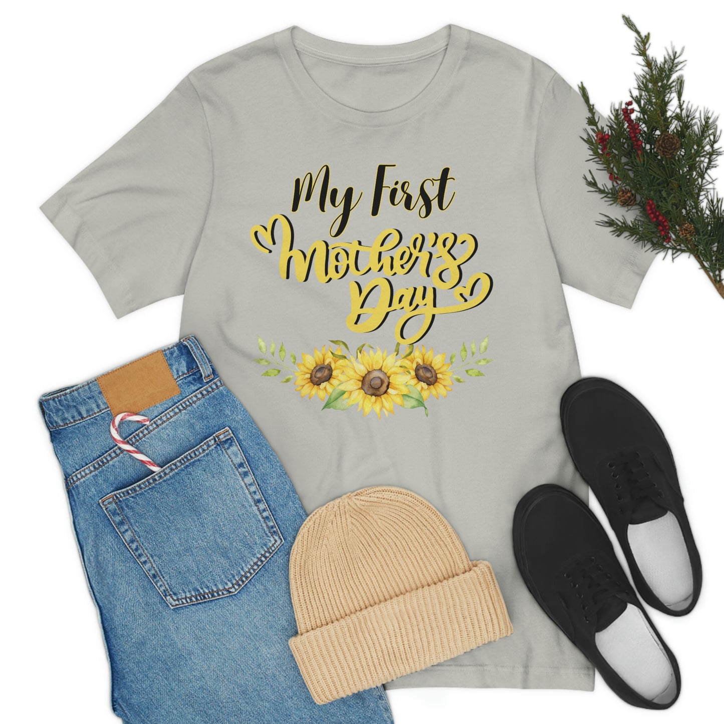 My first mother's day shirt, shirt for new mom, mothers day top, sunflower shirt