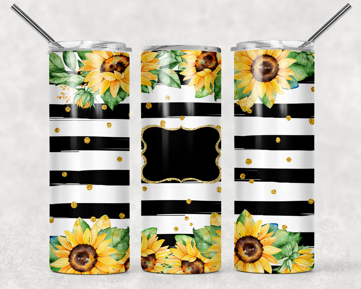 Custom Tumbler with Sunflower and Stripes 20oz Tumblr