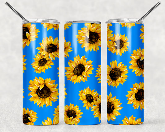 Bright Sunflower Tumbler, 20oz Tumblr, Hot or Cold Beverage Holder