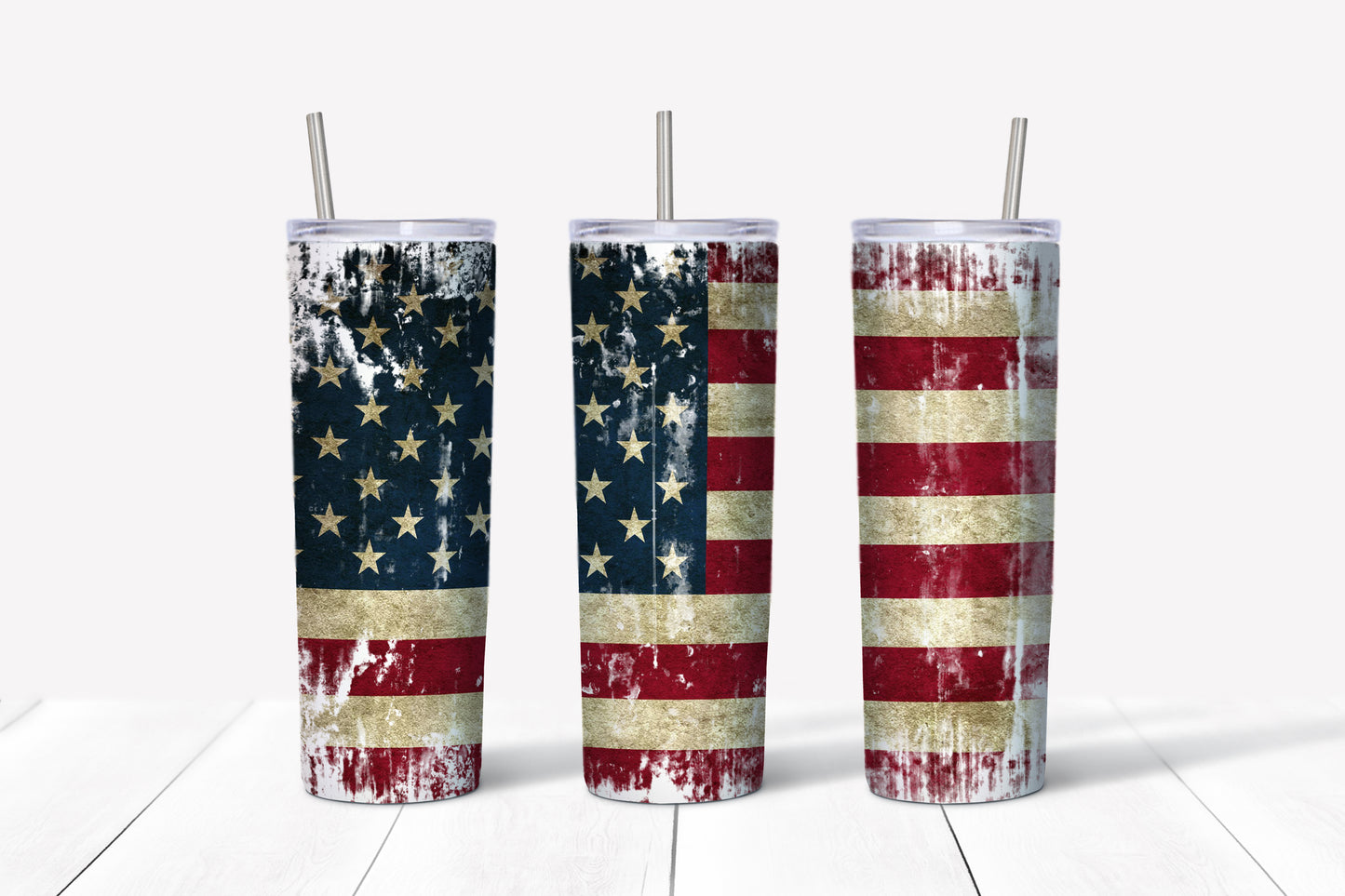 Distressed American Flag Tumbler, 20oz Tumblr, Hot or Cold Beverage Holder