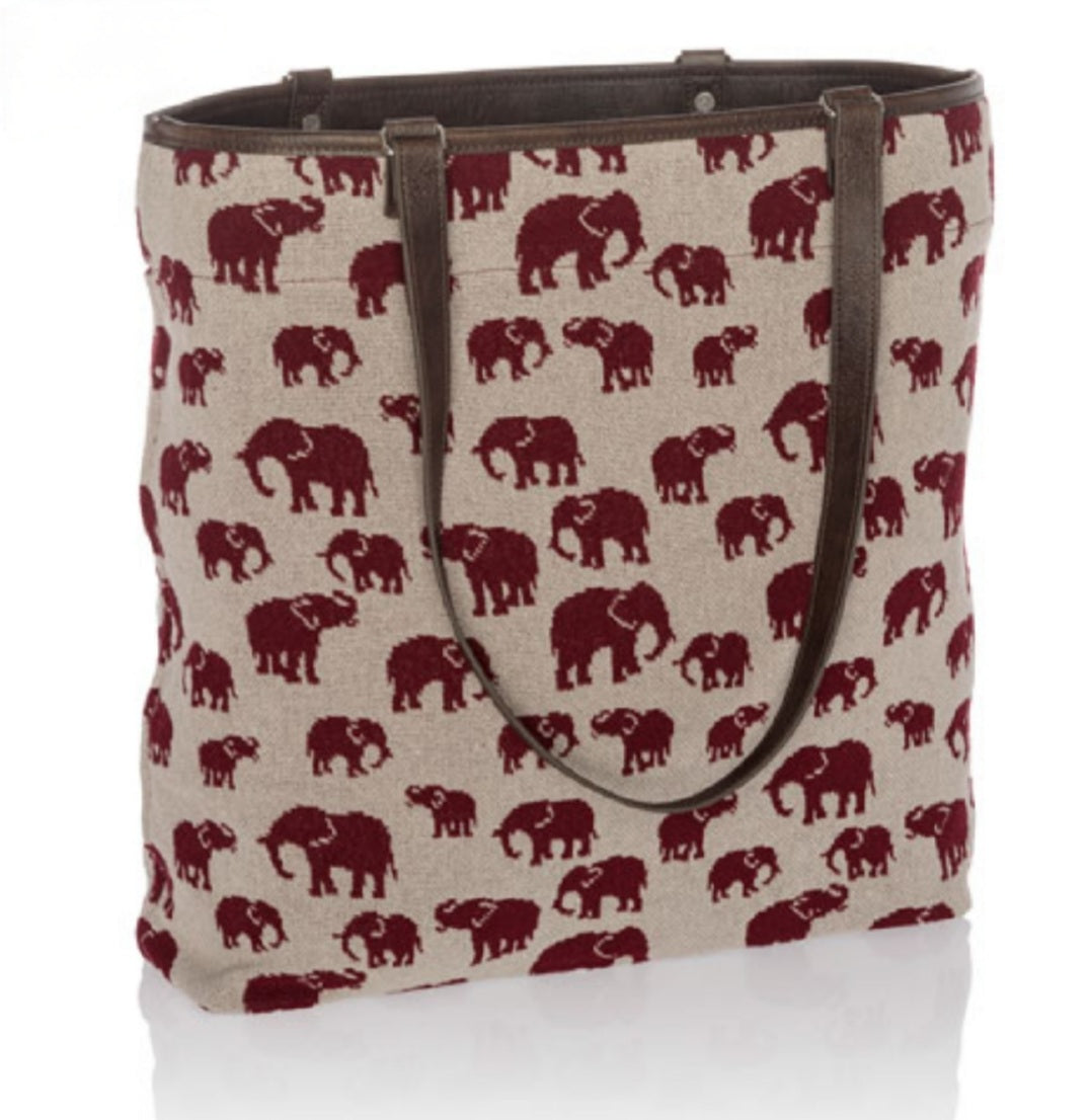 Thirty-One Reversible Tote - Safari Weave, Adorable Elephant Tote Bag, Elephant Purse