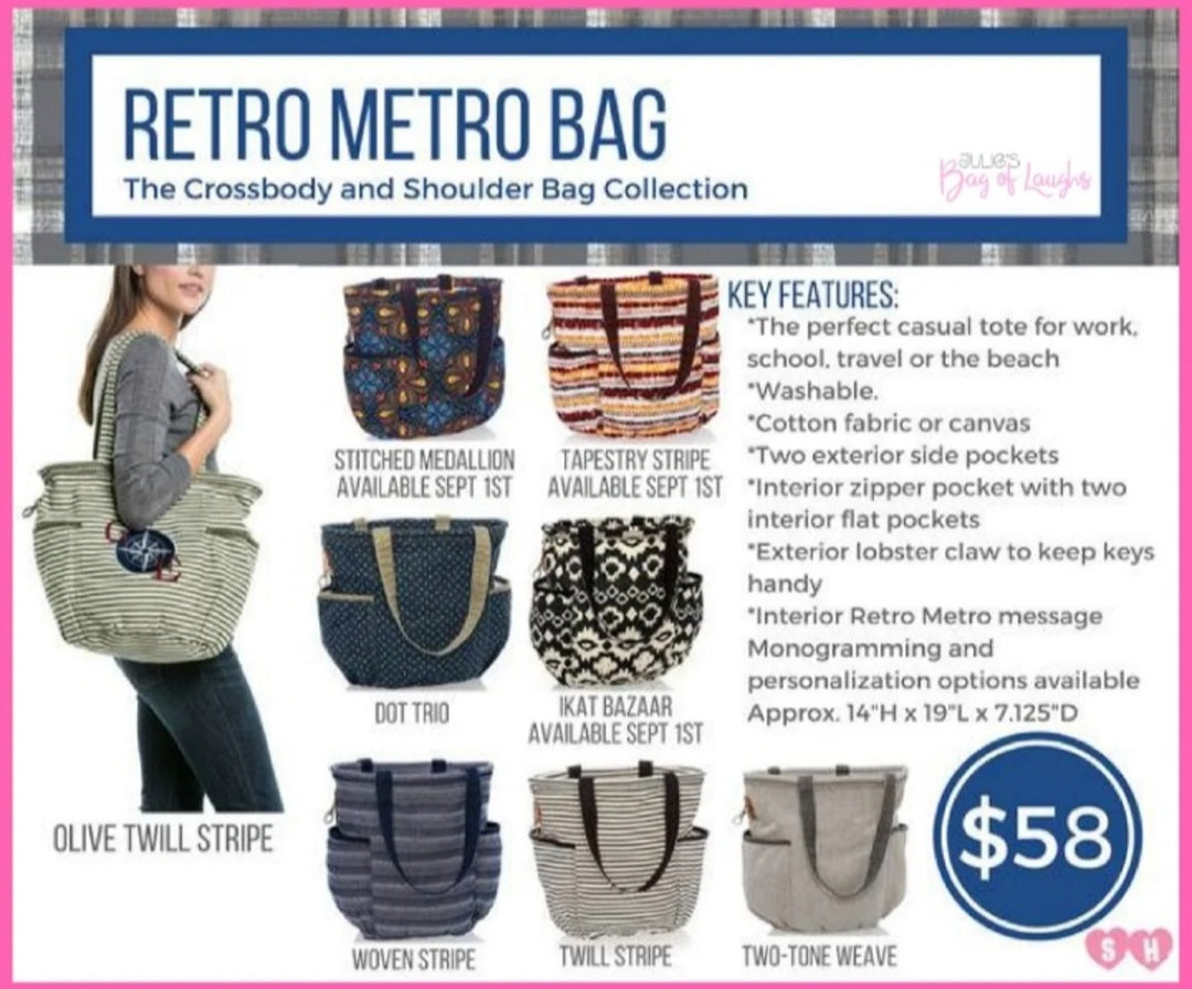 Thirty-One Retro Metro Bag - Ikat Bazaar *Retired*, Large Purse