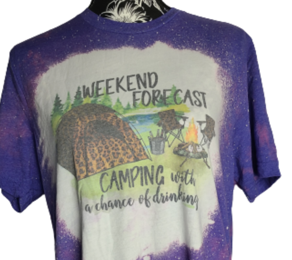 Weekend Forecast Camping w a chance of drinking Bleached Shirt Large