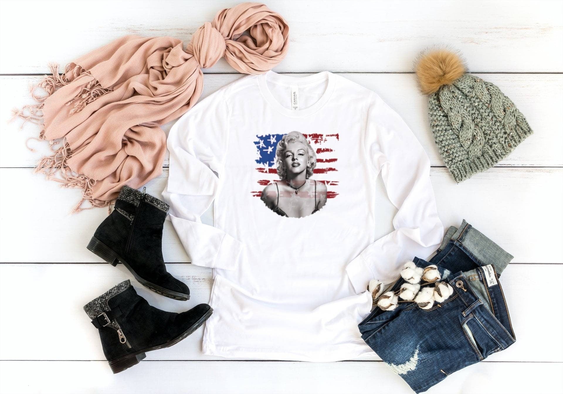 Marilyn Monroe Red White Blue Screen Print Design - Ready to Press - Ready to Ship