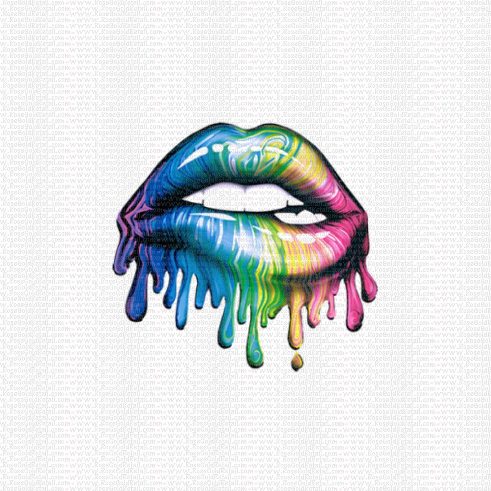 Rainbow Drip Lip Design - Screen Print Ready to Press - Ready to Ship Full Color Screen Print