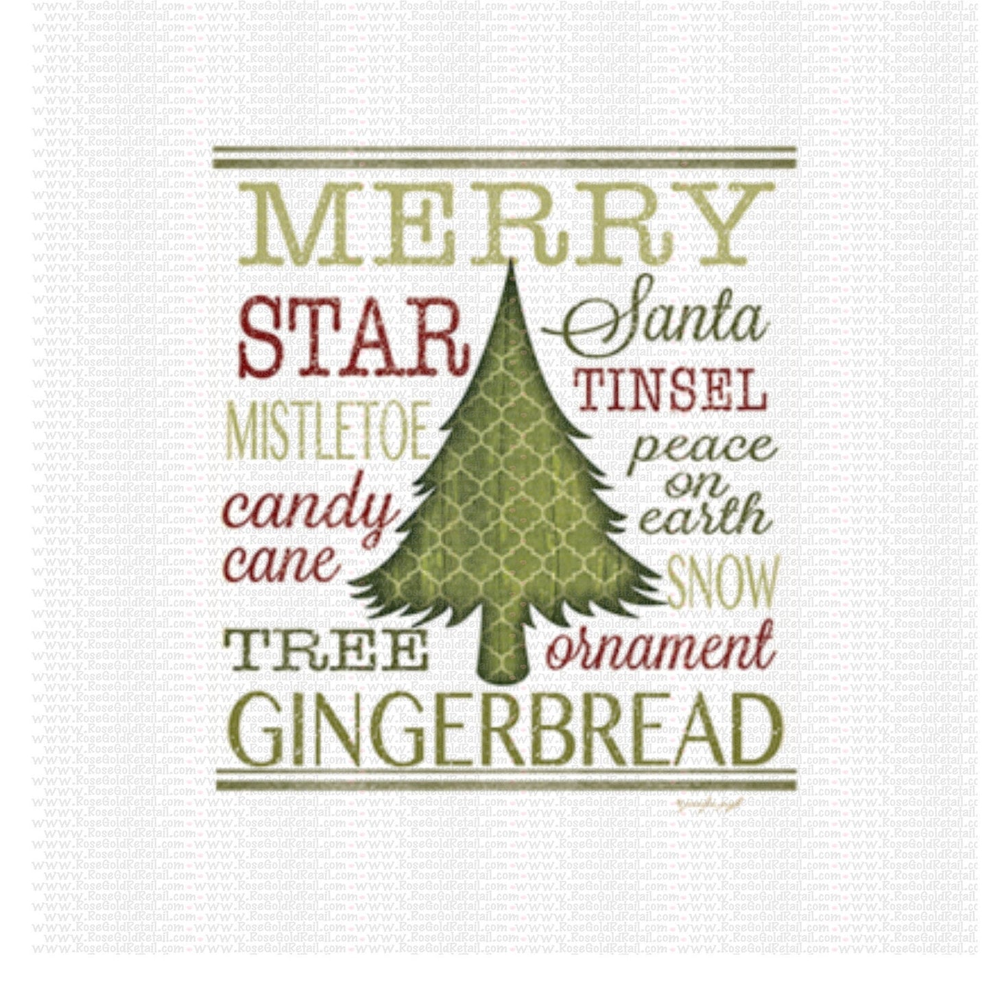 Merry Christmas Gingerbread Tree Festive Screen Print Design - Ready to Press, Ready to Ship Holiday Screen Print Design Shirt for Christmas