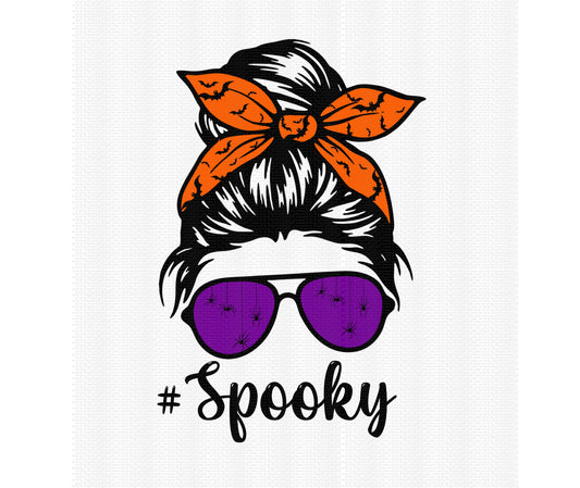 Halloween Messy Bun PNG Digital Download Bats & Spiders SPOOKY