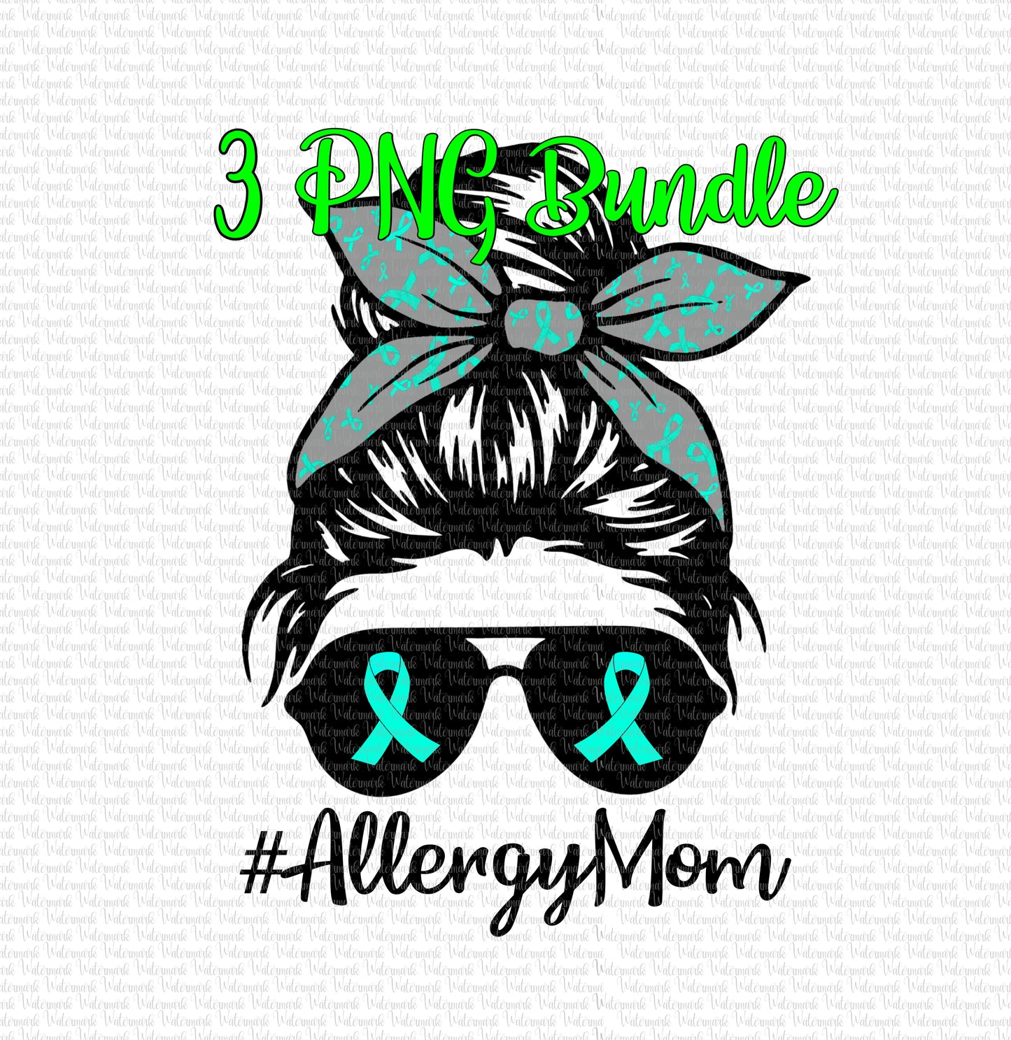 Allergy Awareness Messy Bun PNG Digital Download